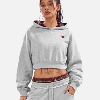 [Pre-Order] Aelfric Eden Cropped Plaid Lined Pullover Hoodie