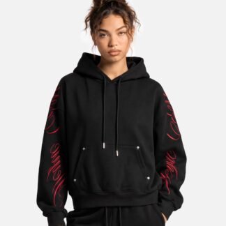 Aelfric Eden Boxy Script Embroidery Pullover Hoodie