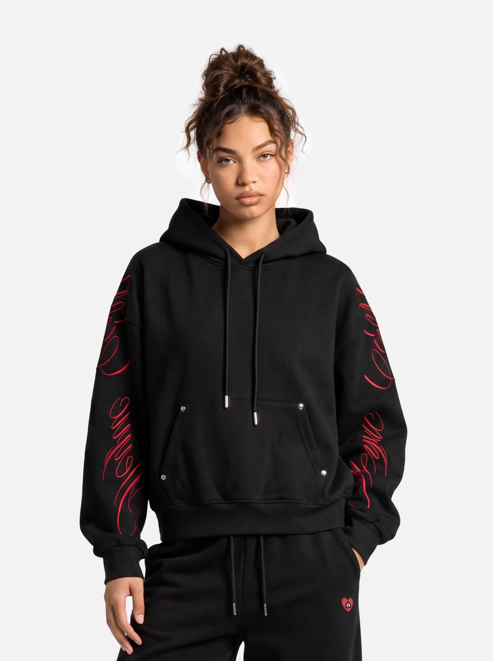 Aelfric Eden Boxy Script Embroidery Pullover Hoodie