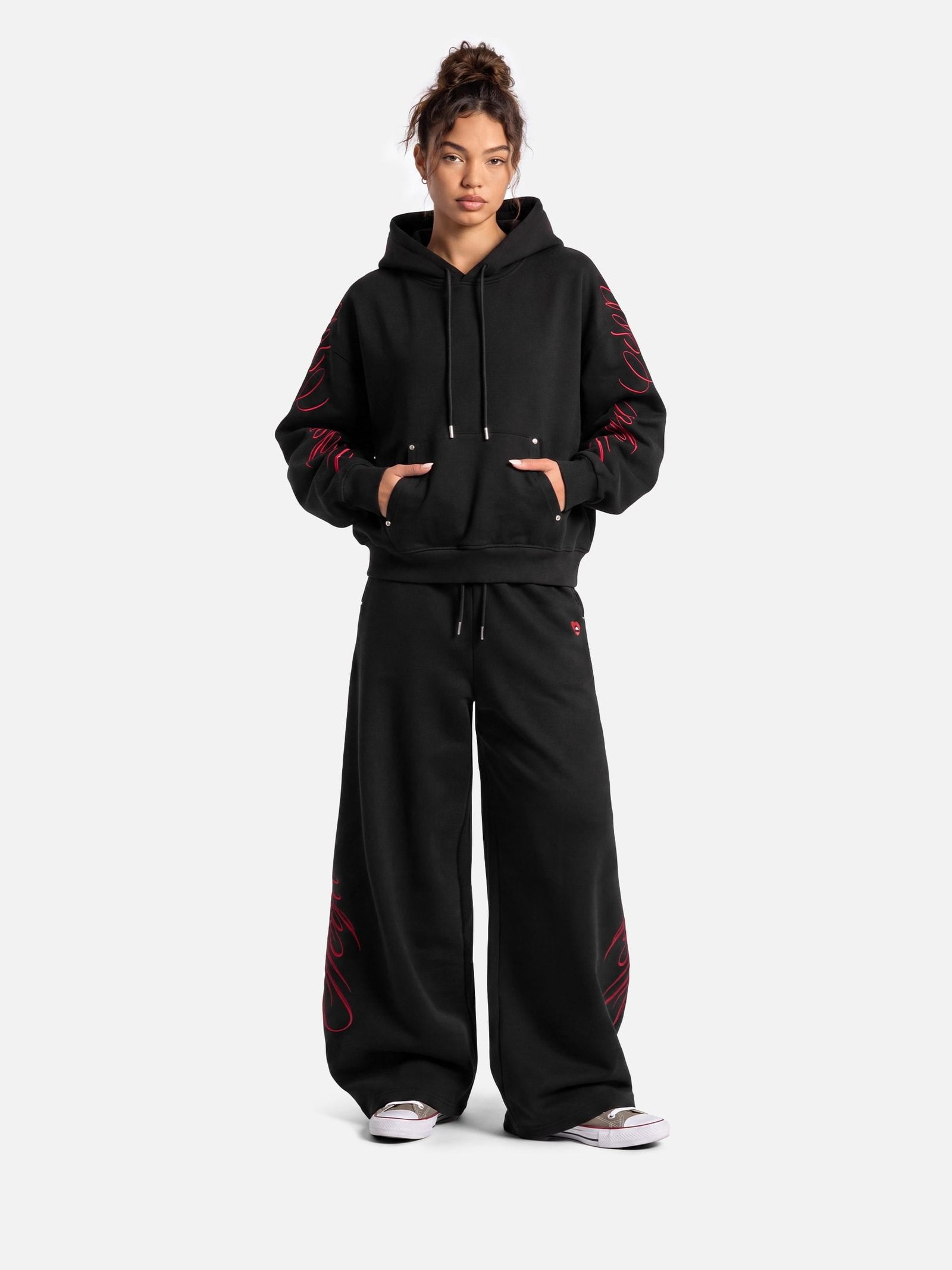 Aelfric Eden Boxy Script Embroidery Pullover Hoodie