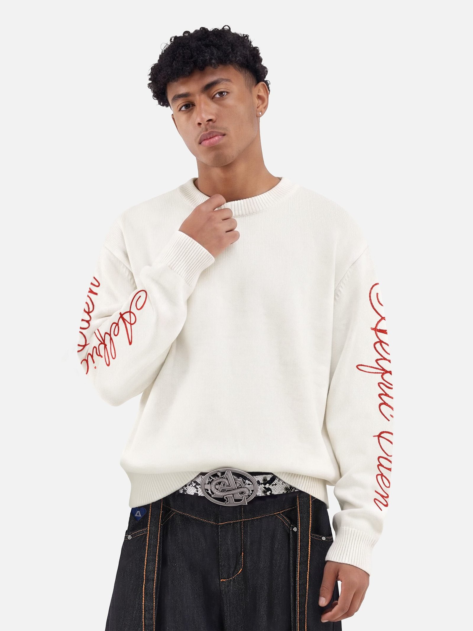 Aelfric Eden Script Embroidery Sweater