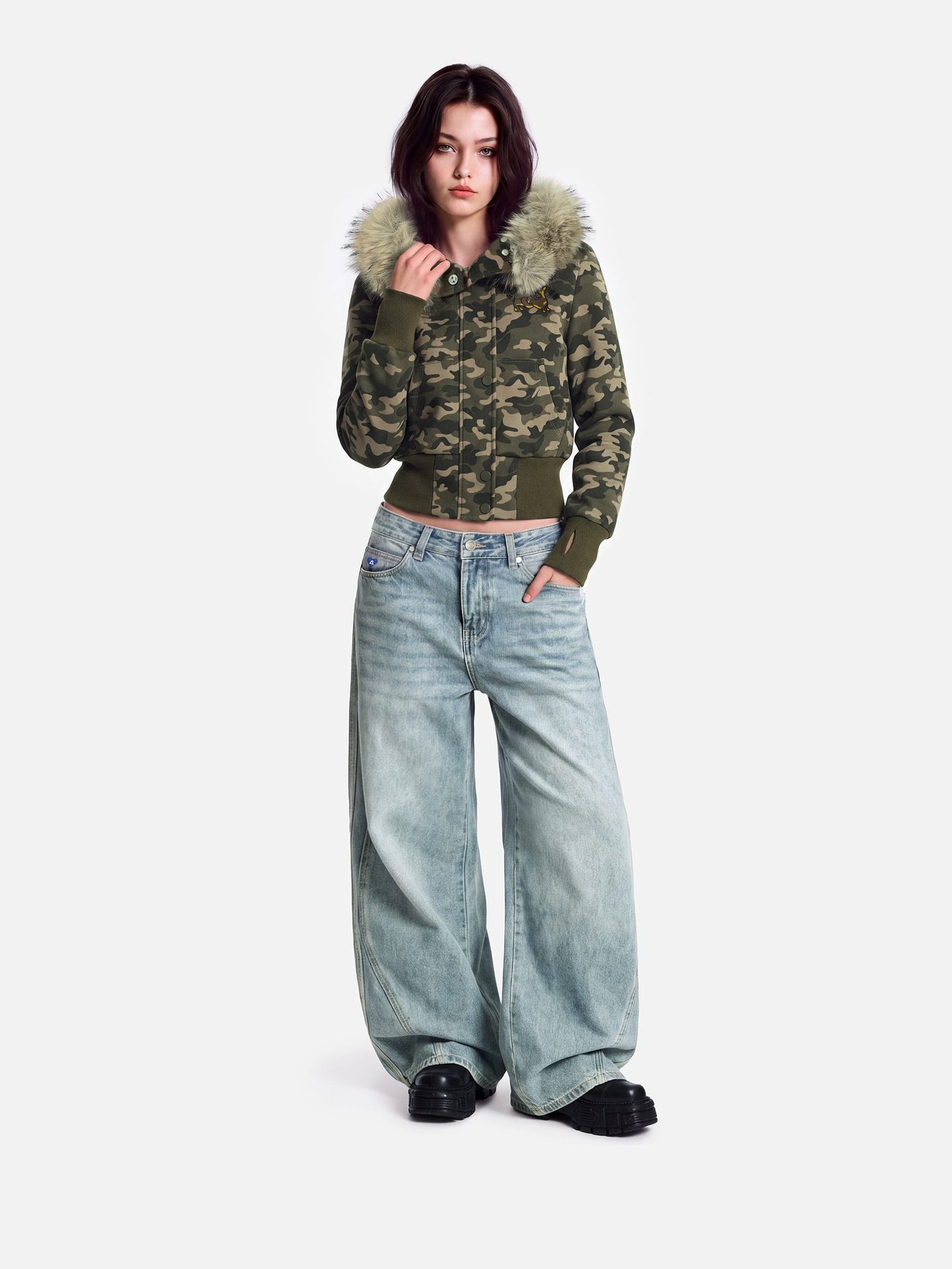 Aelfric Eden CAMO Faux Fur Zip Up Hoodie