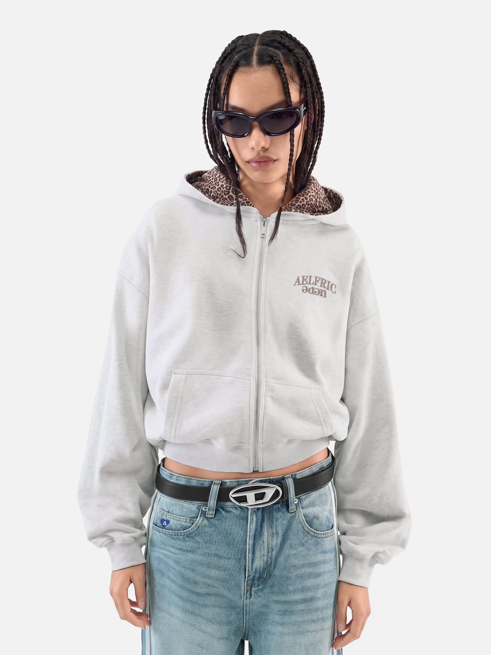 [Pre-Order] Aelfric Eden Boxy Leopard Lined Zip Up Hoodie