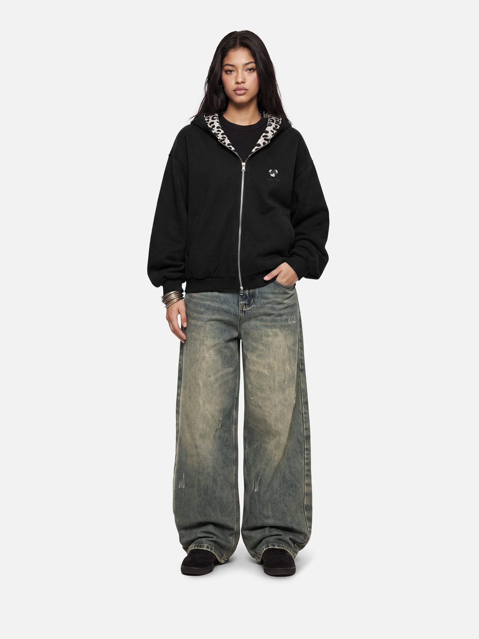 Aelfric Eden Reversible Leopard Zip Up Hoodie