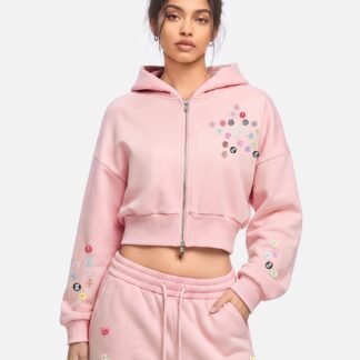 Aelfric Eden Cropped Button Zip Up Hoodie