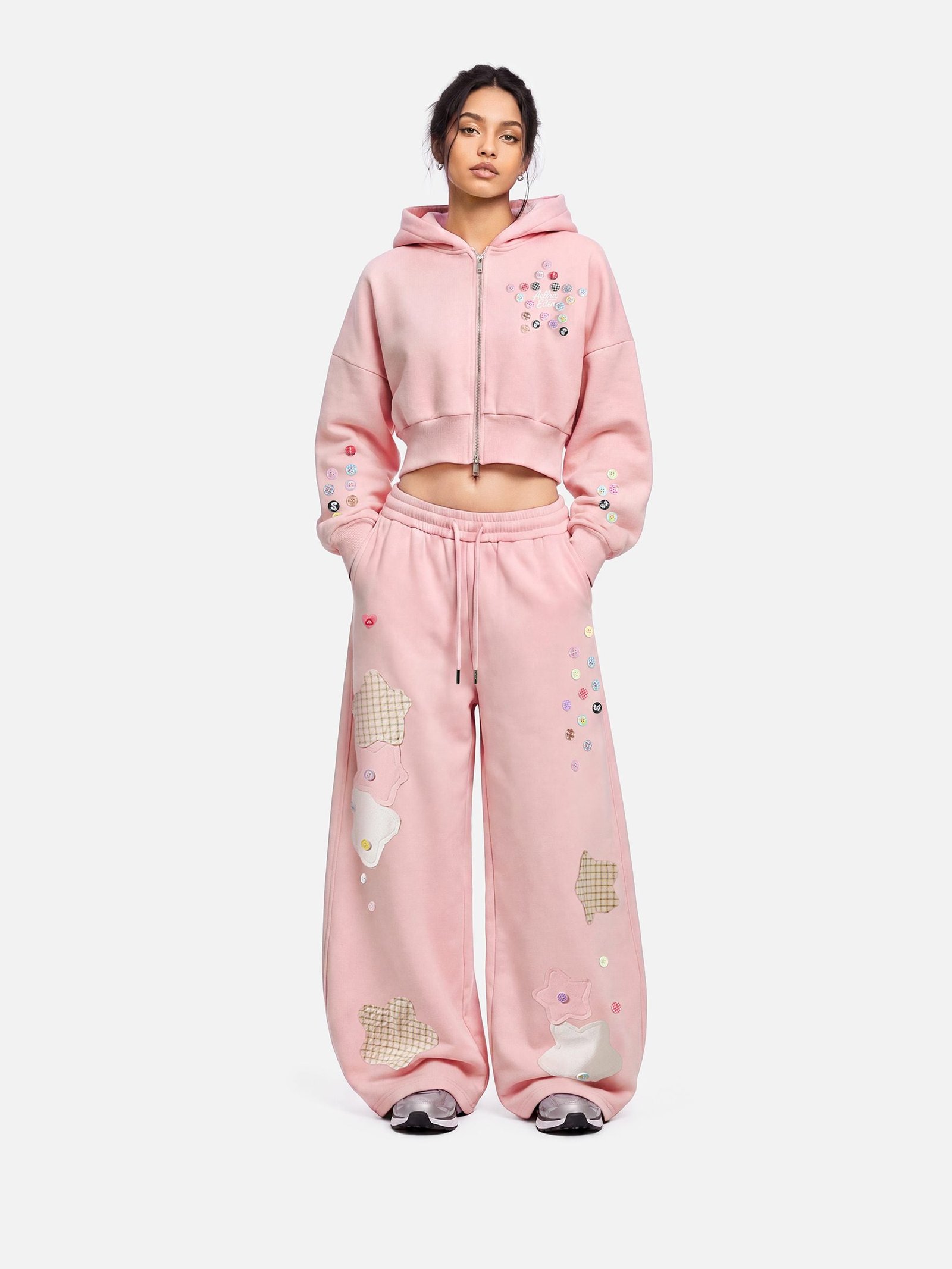 Aelfric Eden Cropped Button Zip Up Hoodie