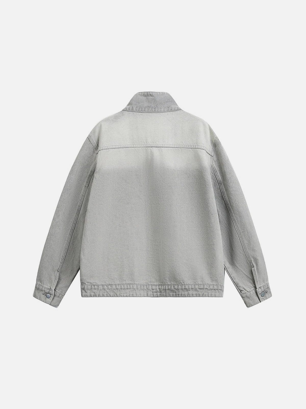 Aelfric Eden Washed Stand Collar Denim Jacket
