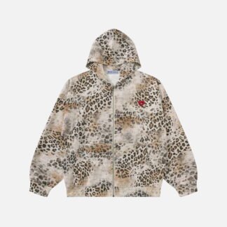 Aelfric Eden Washed Leopard Zip Up Hoodie