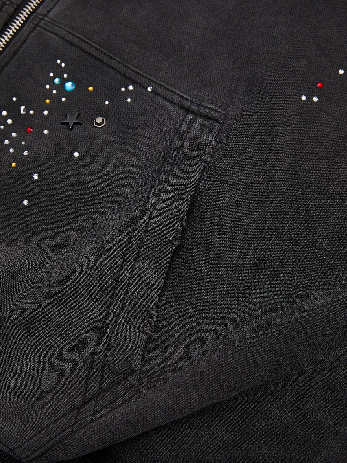 Aelfric Eden Boxy Rhinestone Zip Up Hoodie