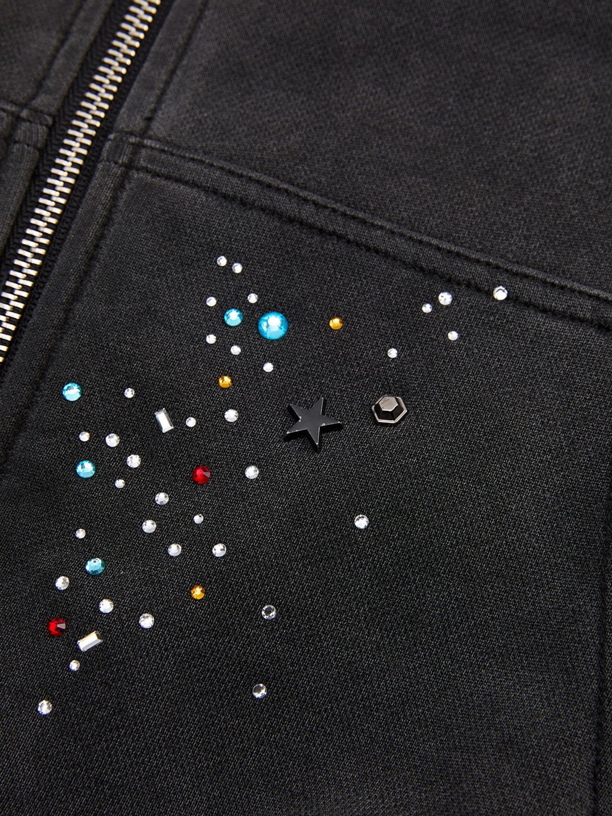 Aelfric Eden Boxy Rhinestone Zip Up Hoodie