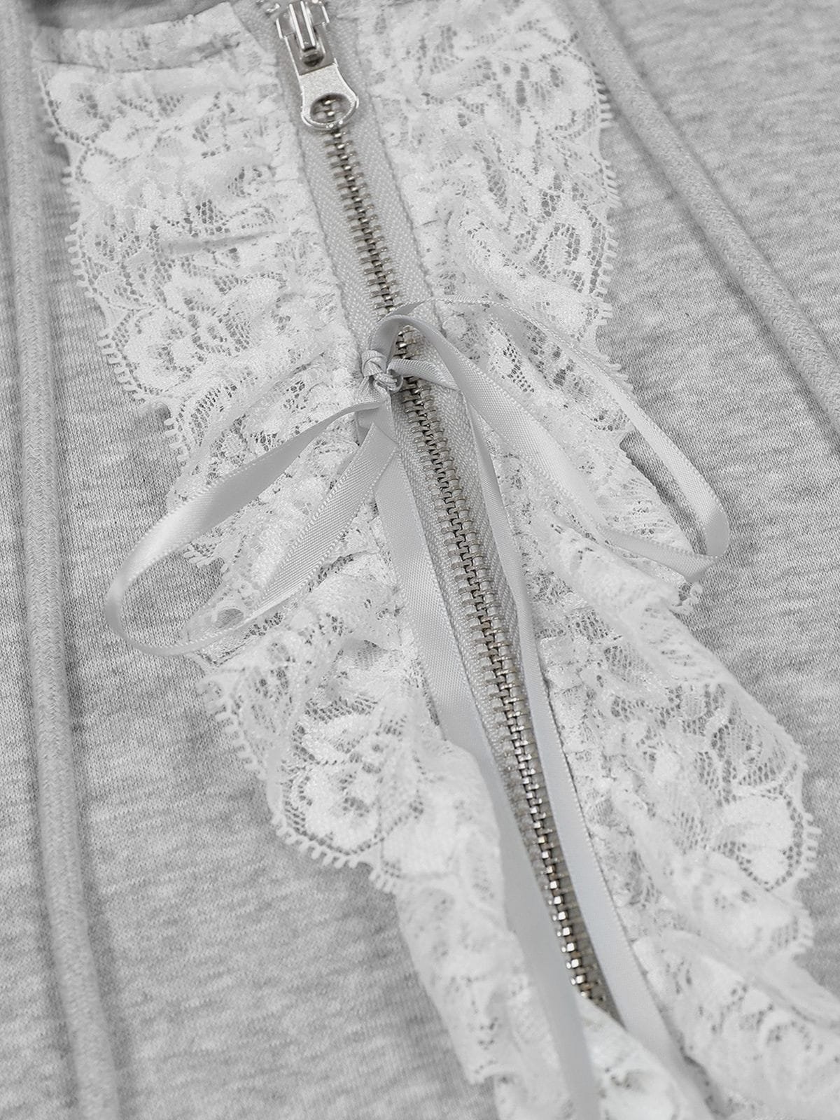 Aelfric Eden Lace Trim Zip Up Hoodie