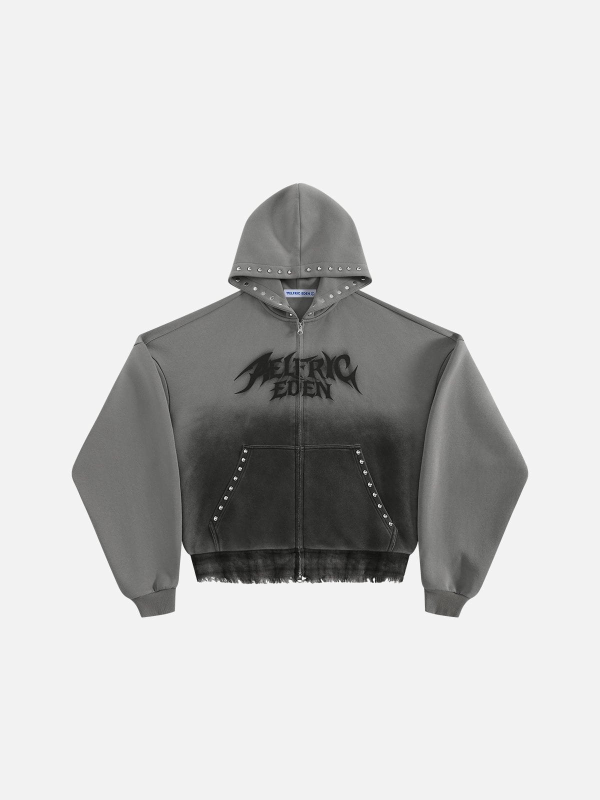 Aelfric Eden Boxy Washed Studded Zip Up Hoodie
