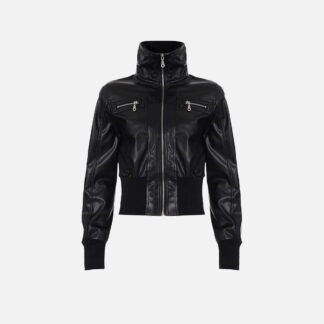 Aelfric Eden Stand Collar Faux Leather Jacket
