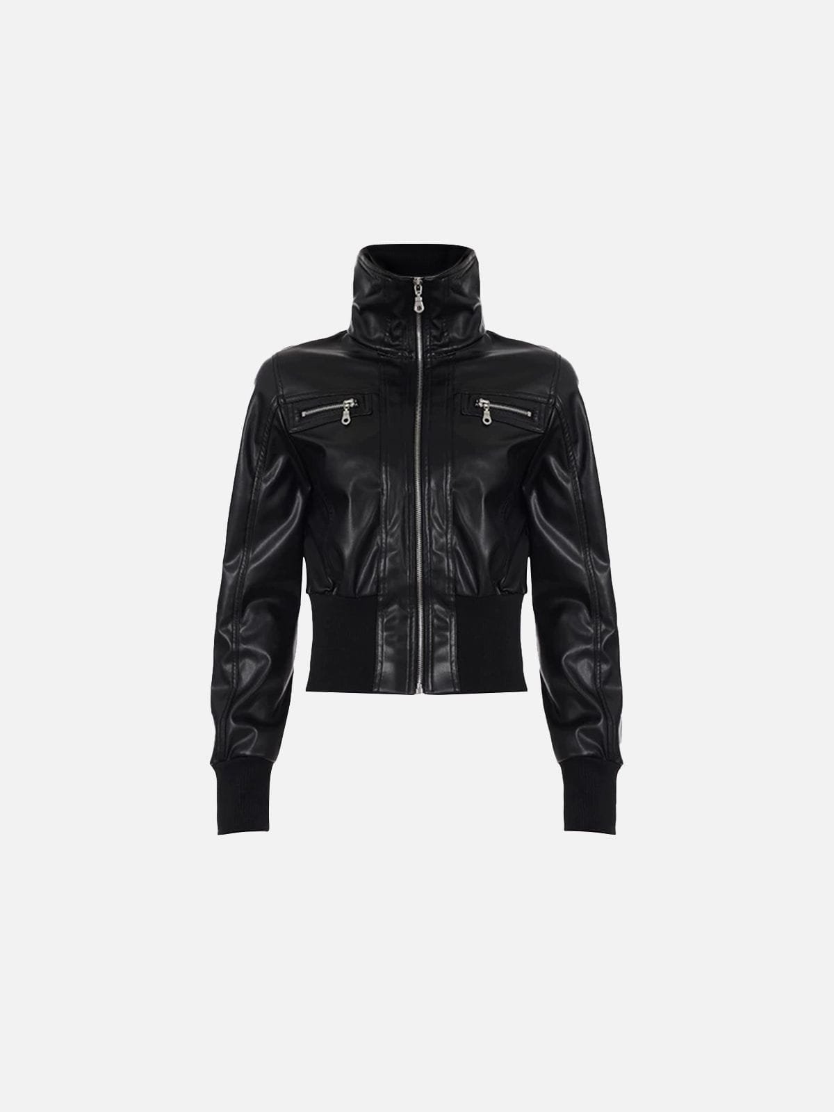 Aelfric Eden Stand Collar Faux Leather Jacket