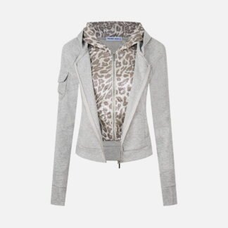 Aelfric Eden Leopard Panel Zip Up Hoodie