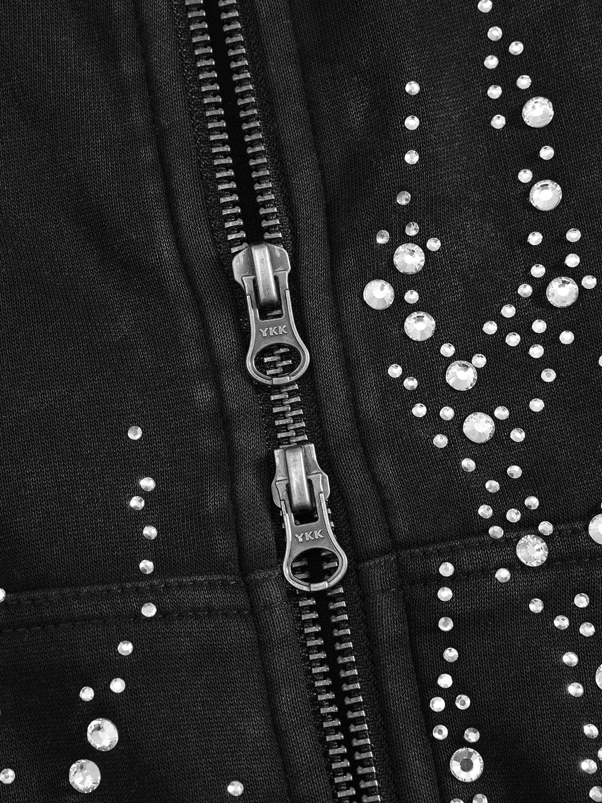 Aelfric Eden Boxy Flame Rhinestone Zip Up Hoodie