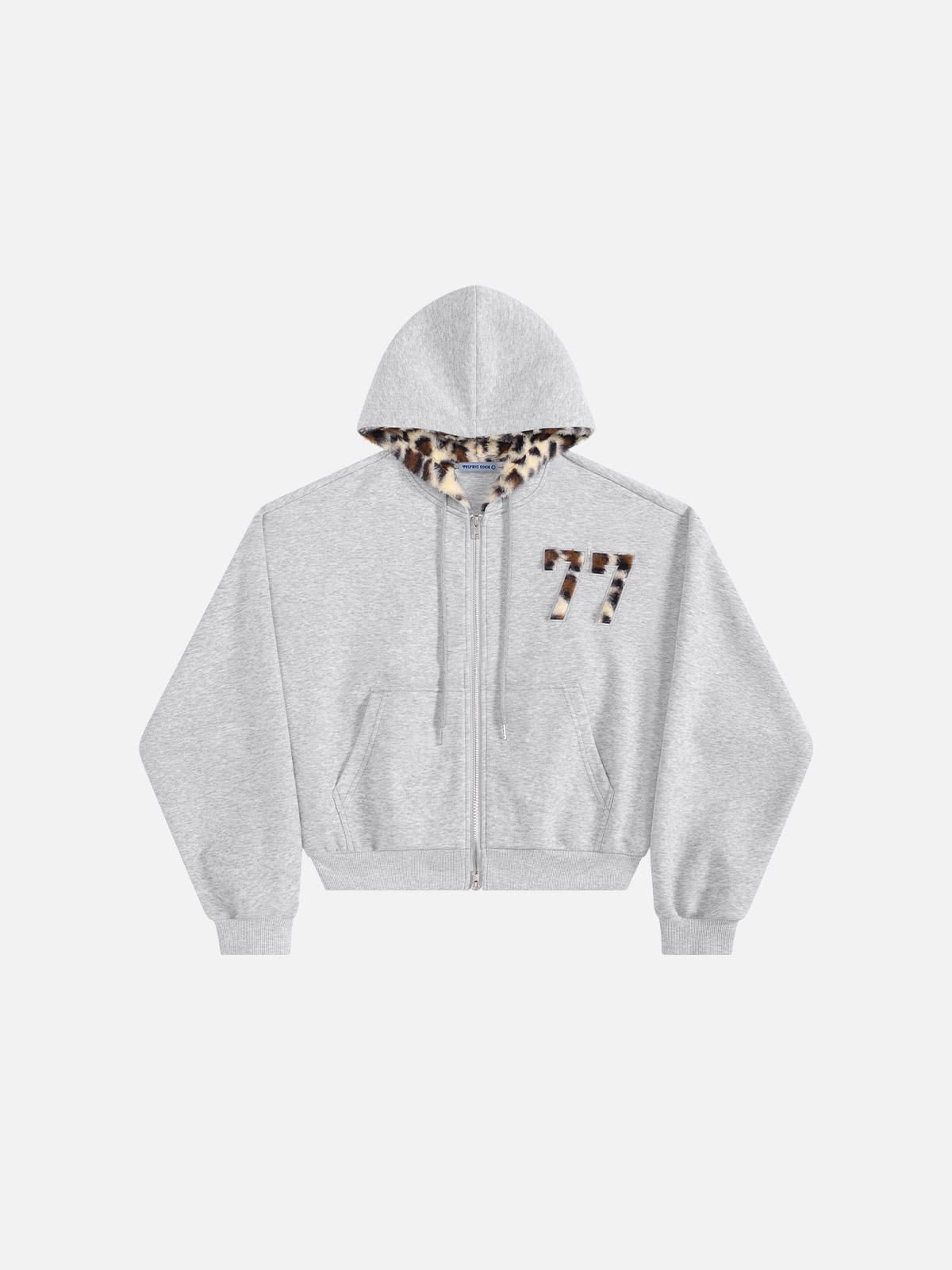 Aelfric Eden Boxy Leopard Lined Zip Up Hoodie