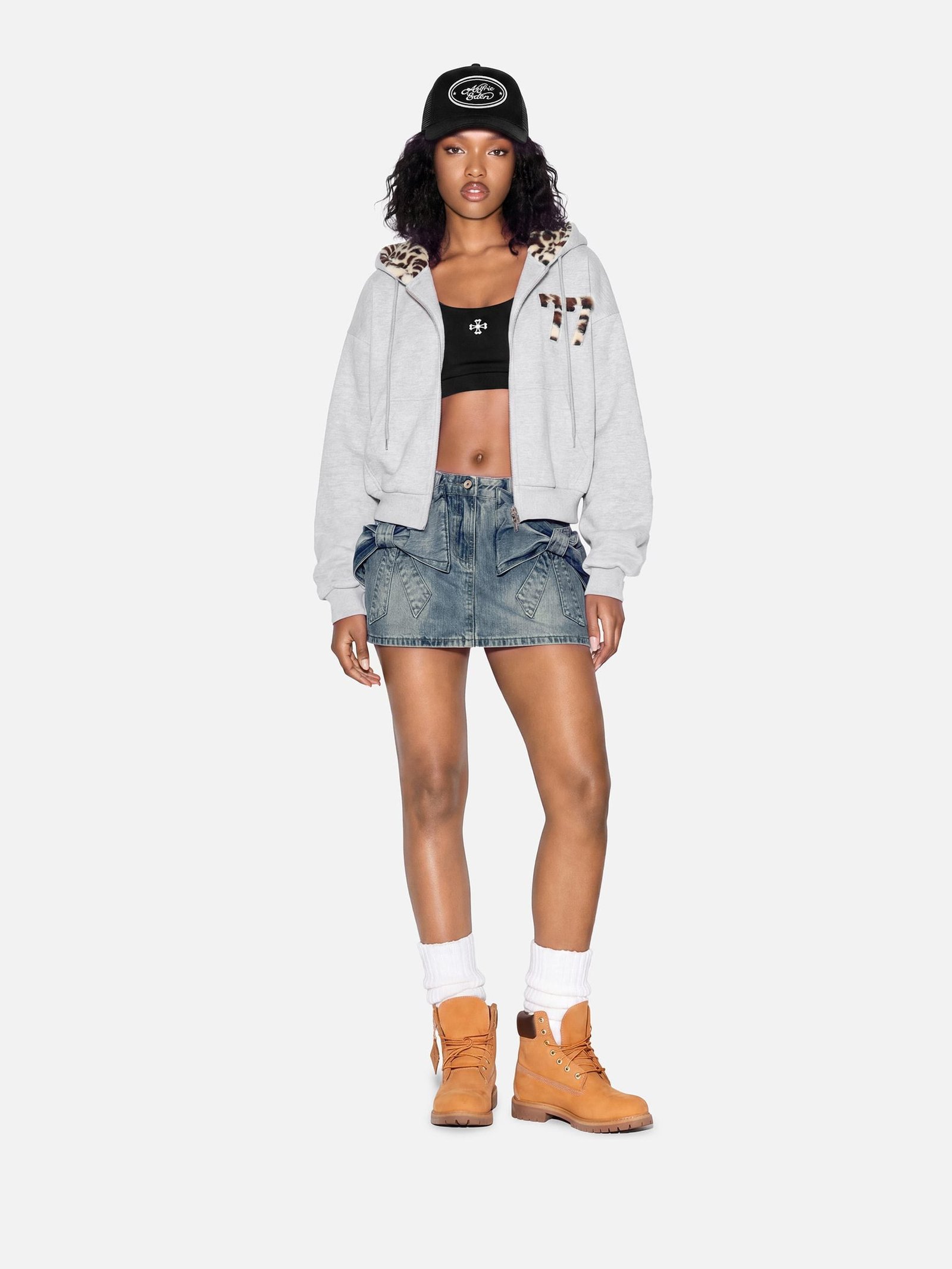 Aelfric Eden Boxy Leopard Lined Zip Up Hoodie