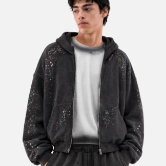 Aelfric Eden Boxy Rhinestone Zip Up Hoodie