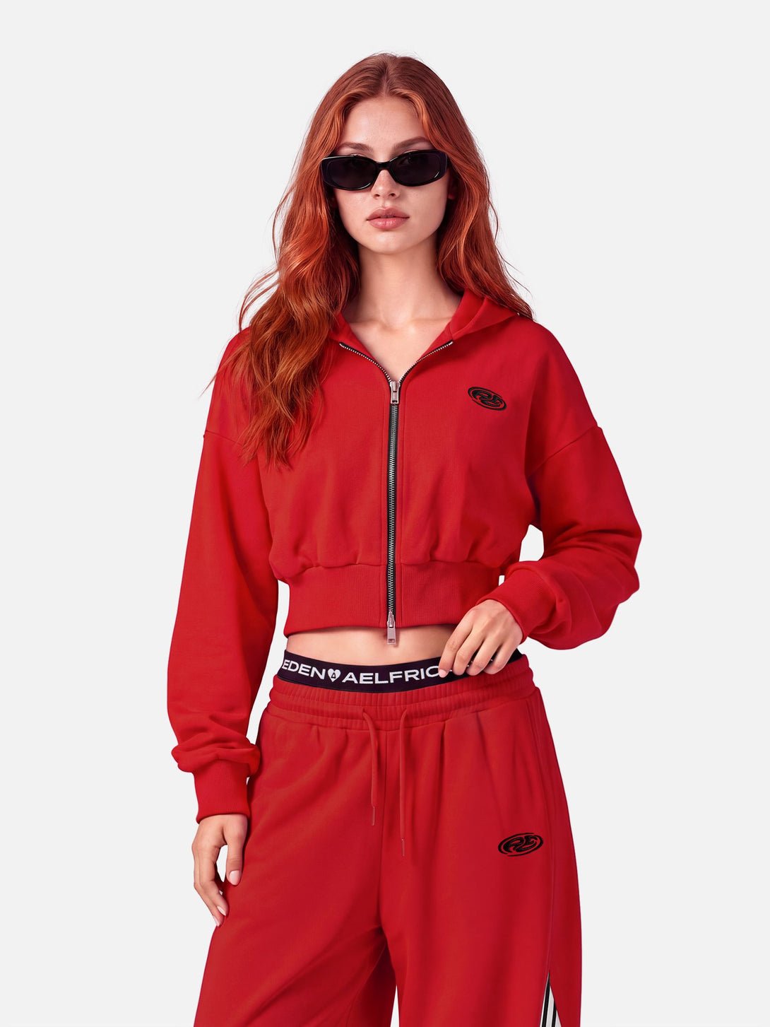 Aelfric Eden Cropped Stripe Panel Hoodie Set