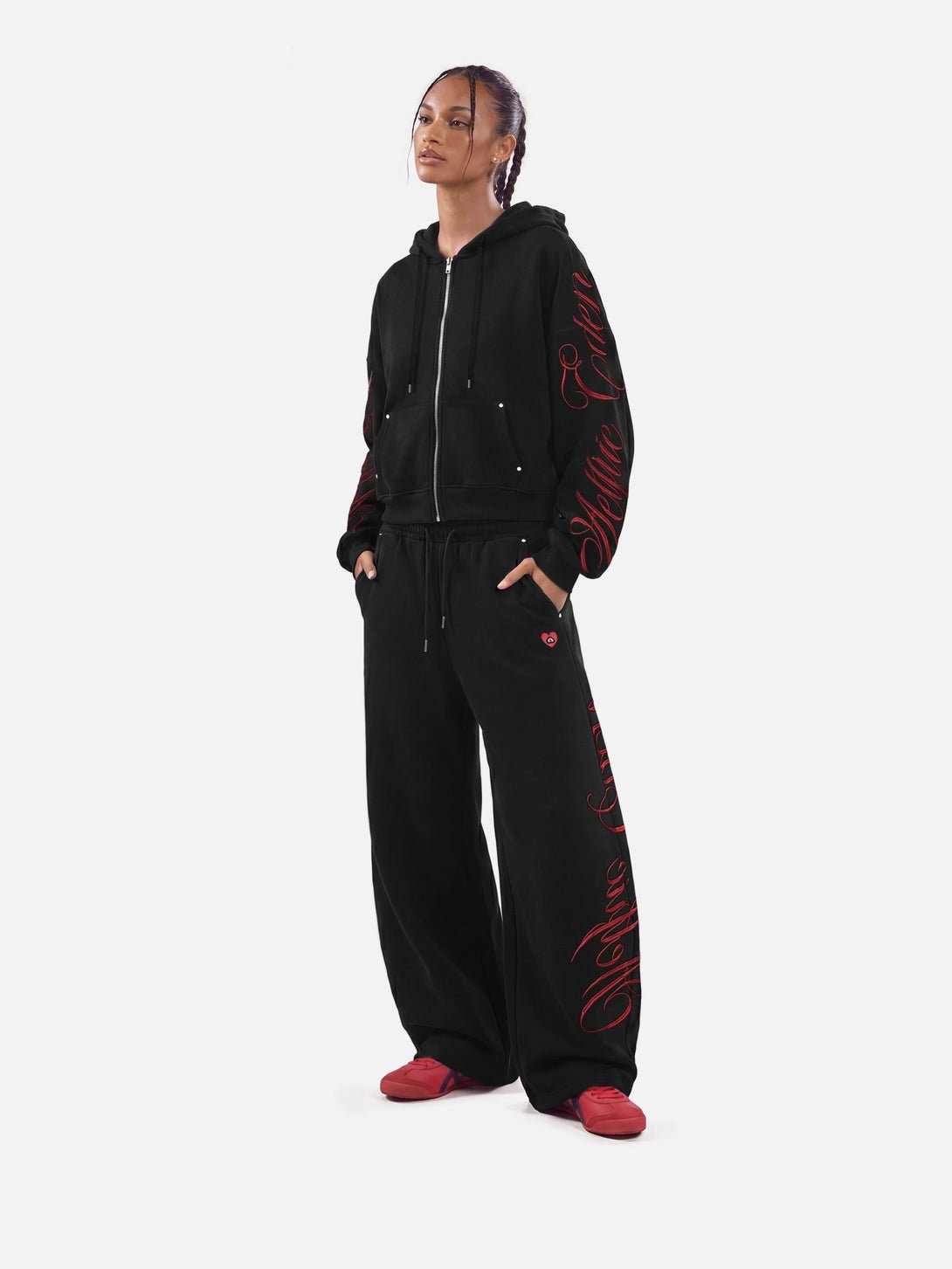 Aelfric Eden Boxy Script Embroidery Hoodie Sets