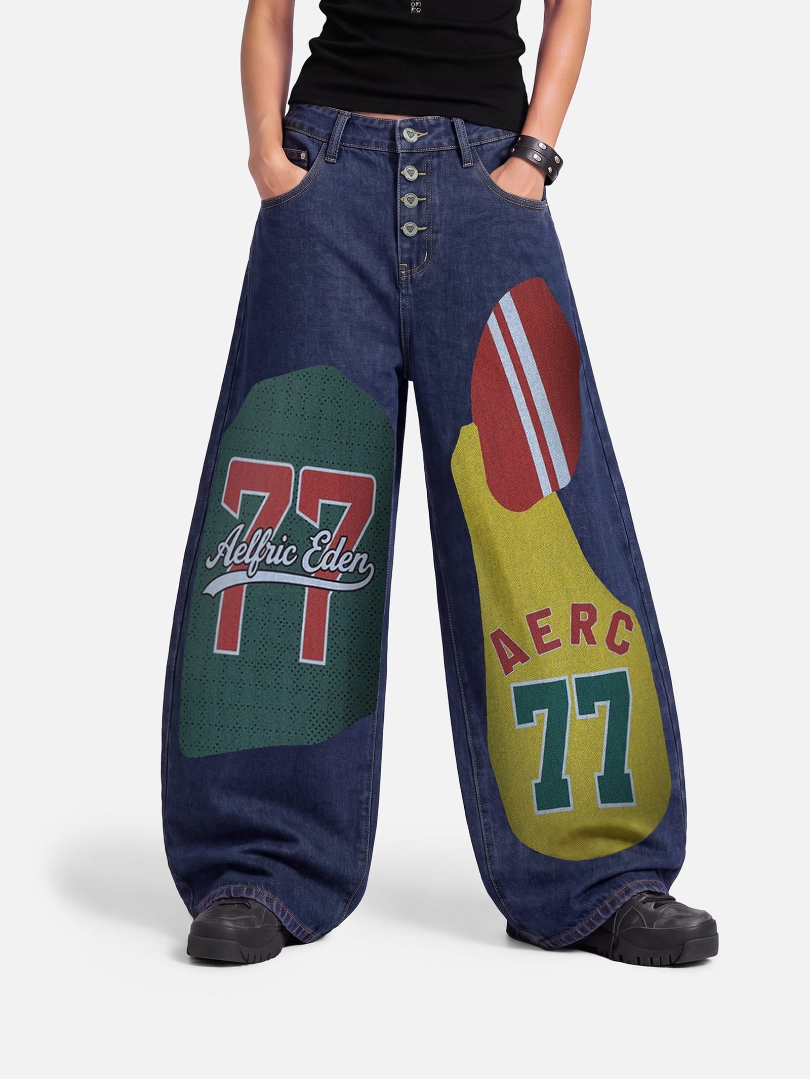 Aelfric Eden Jersey Patchwork Baggy Barrel Jeans