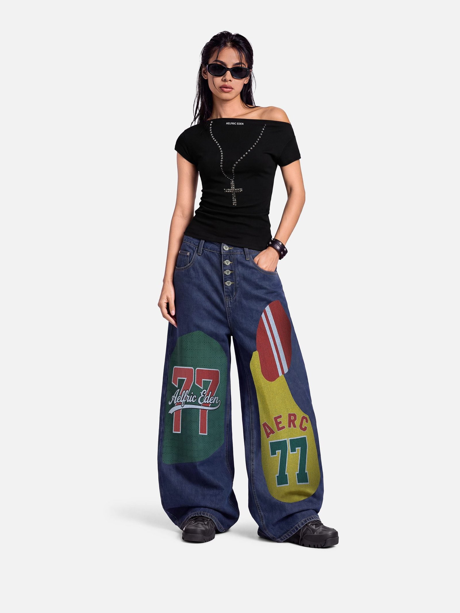 Aelfric Eden Jersey Patchwork Baggy Barrel Jeans