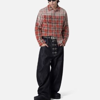 Aelfric Eden Plaid Distressed Long Sleeve Shirt