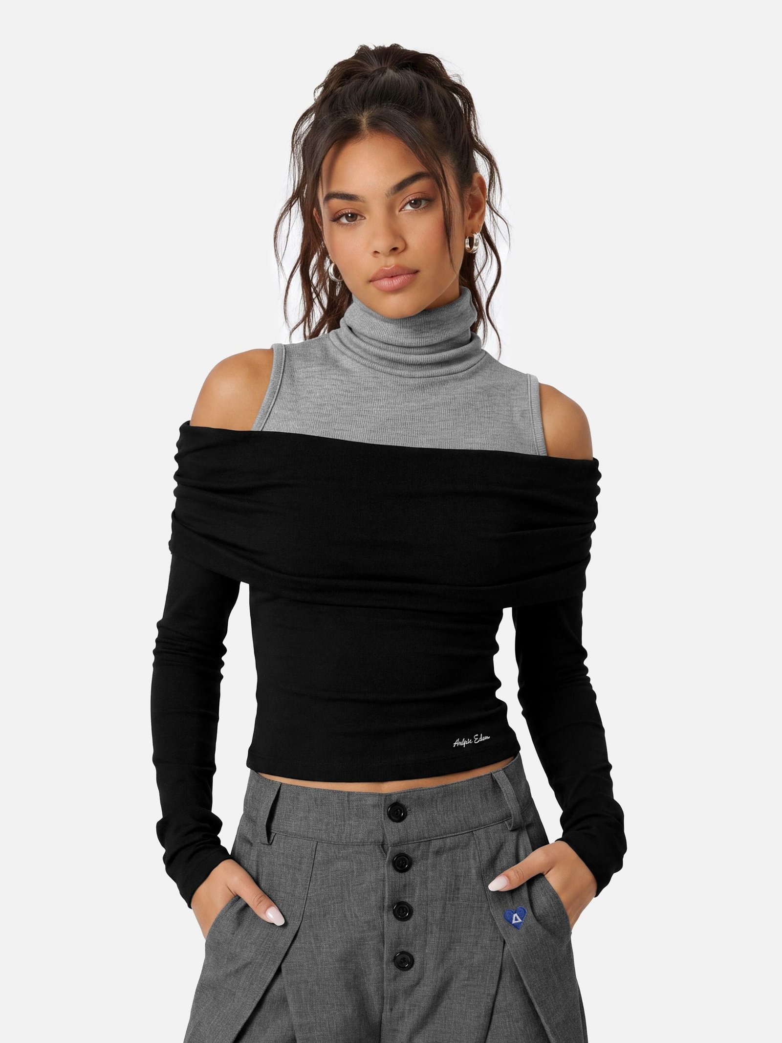 Aelfric Eden Layered Off-The-Shoulder Long Sleeve Tee